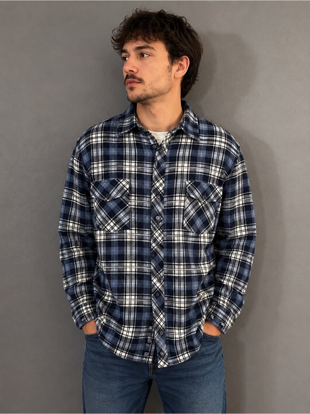 Vintage Pine Hill Flannel Shirt Blue Plaid